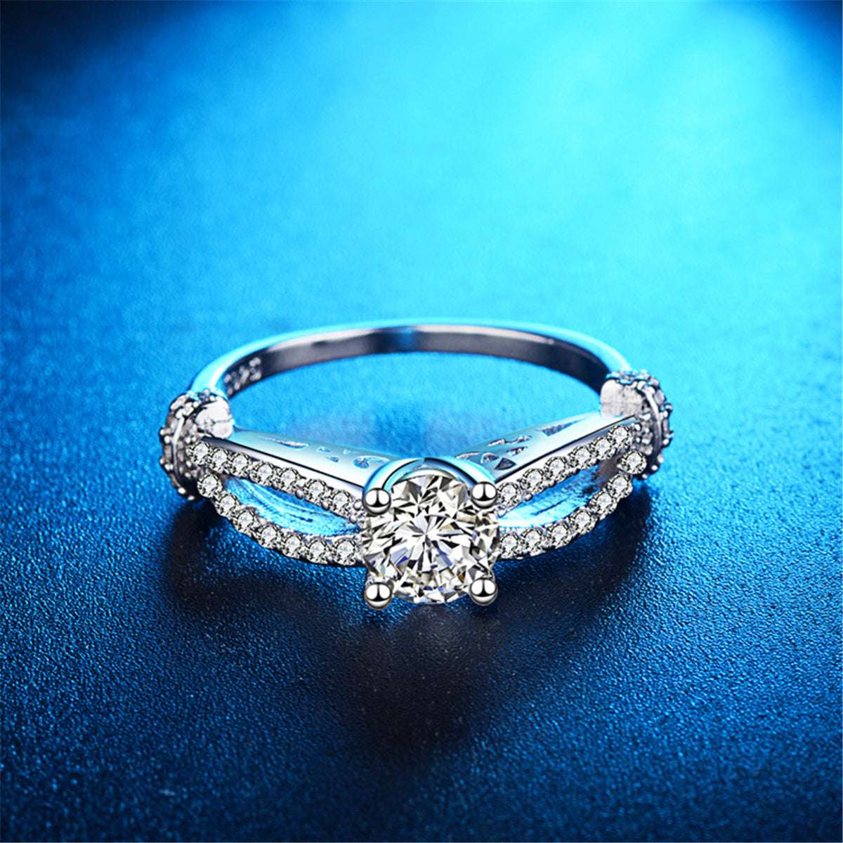 Crystal & Silvertone Filigree Ring-1