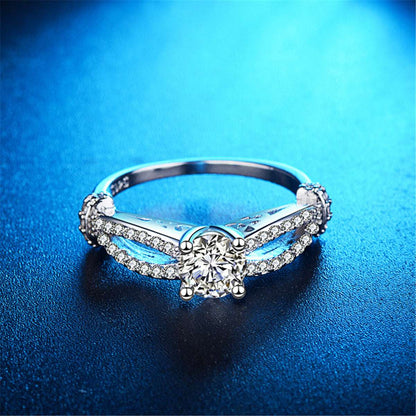 Crystal & Silvertone Filigree Ring-1