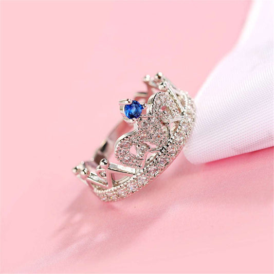 Navy Cubic Zirconia & Silvertone Crown Band