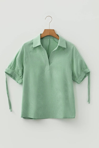 Threaded Pear Alexandra Collared Half Sleeve Blouse