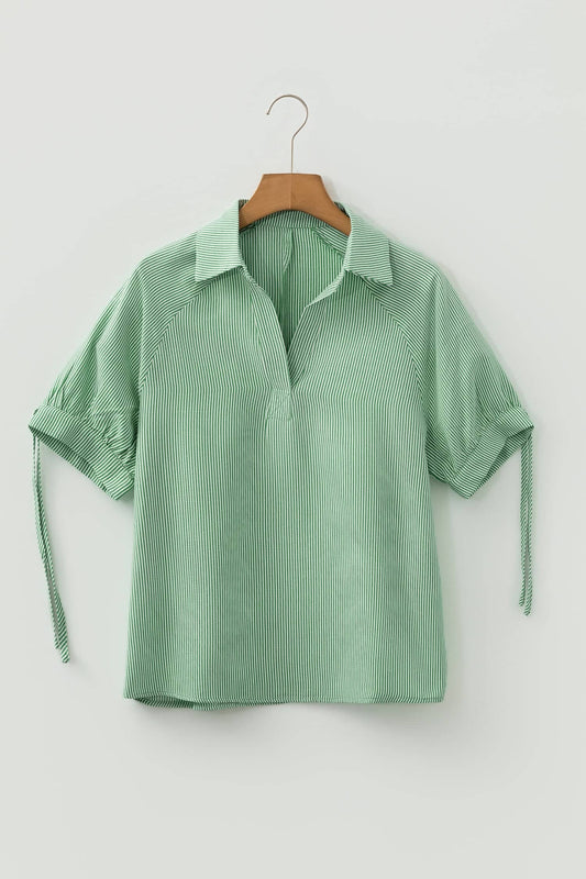 Threaded Pear Alexandra Collared Half Sleeve Blouse
