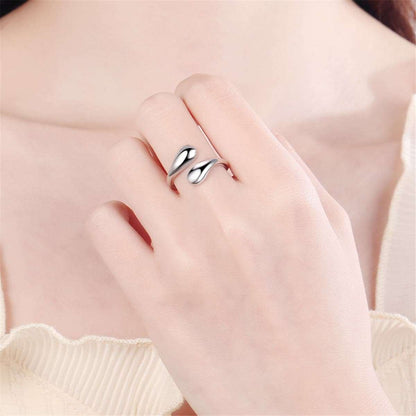 Silvertone Teardrop Bypass Ring