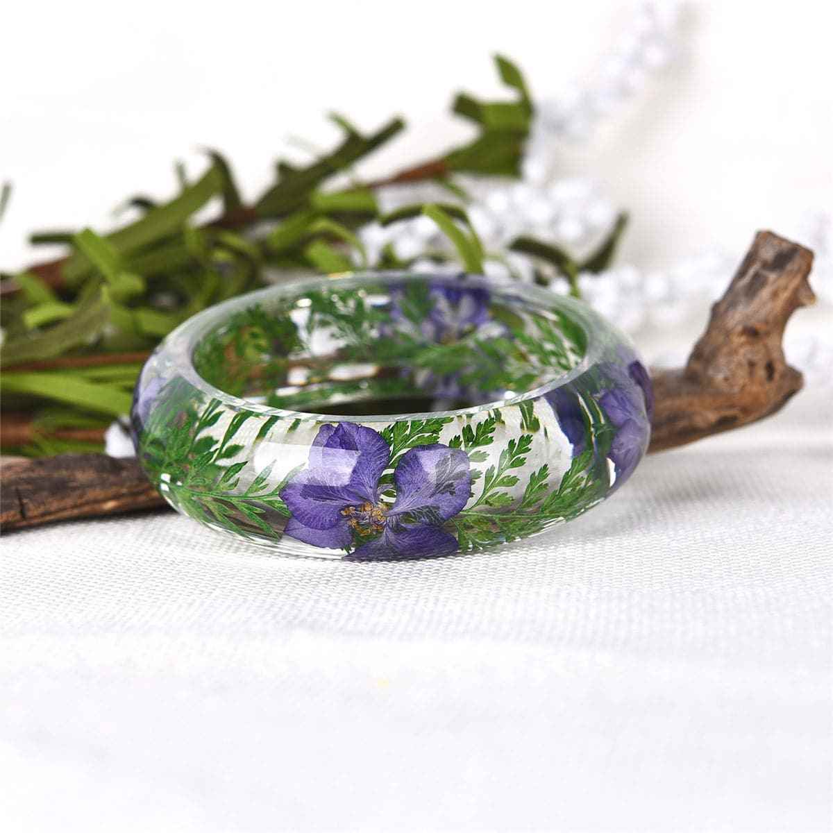 Green Dried Flower Bangle