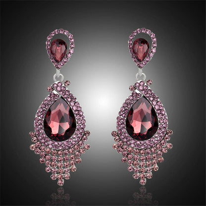 Red Pear Crystal & Cubic Zirconia Drop Earrings