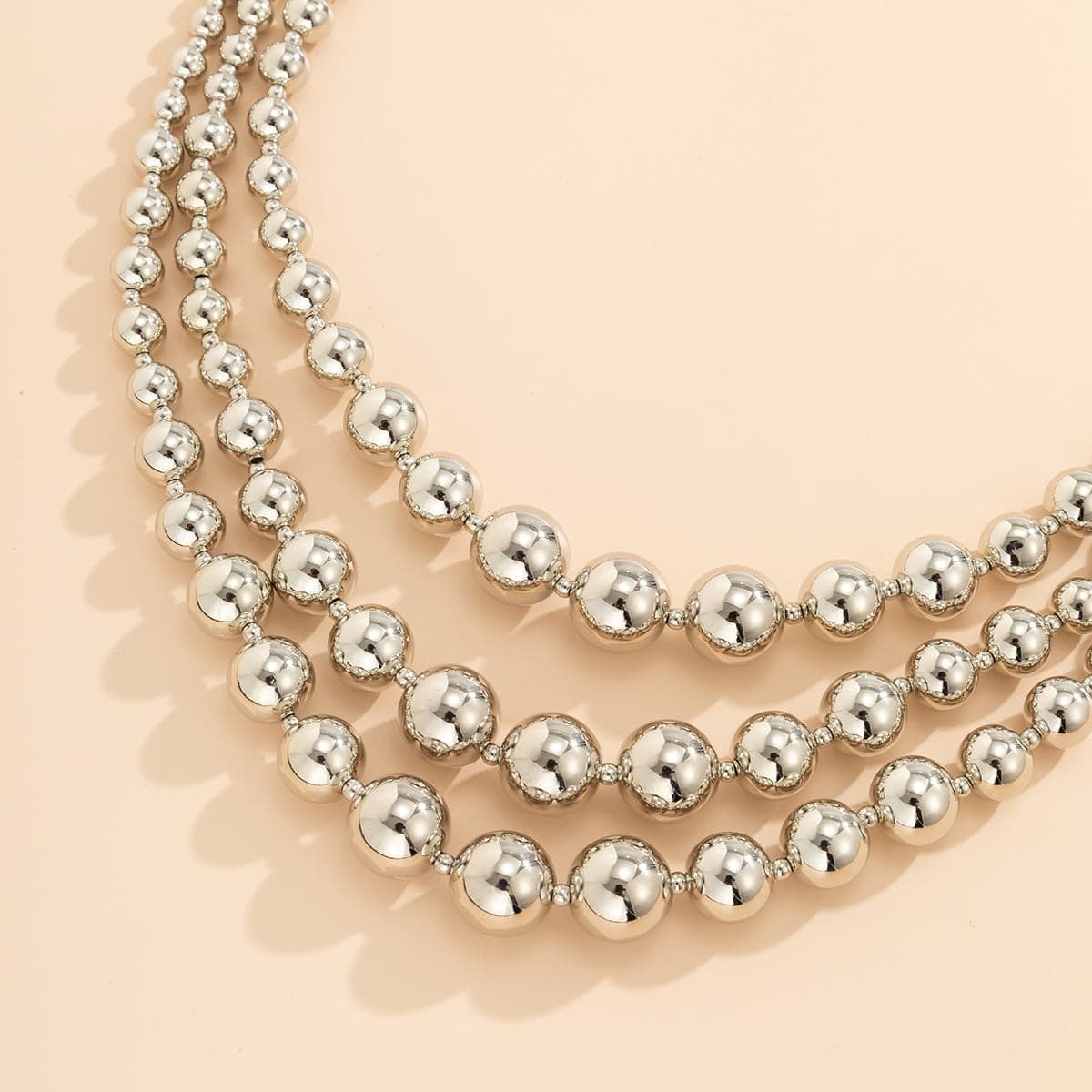 Silvertone Bead Chain Layered Necklace