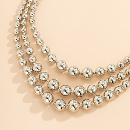 Silvertone Bead Chain Layered Necklace