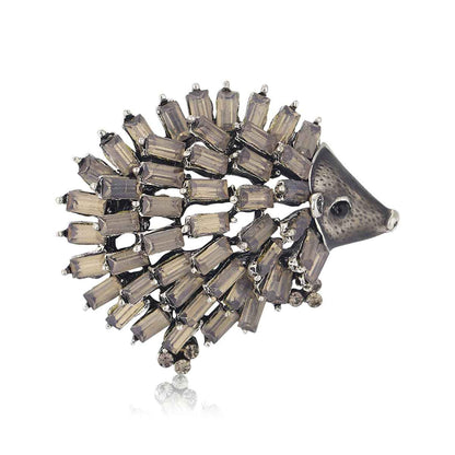 Cubic Zirconia & Silvertone Open Hedgehog Brooch