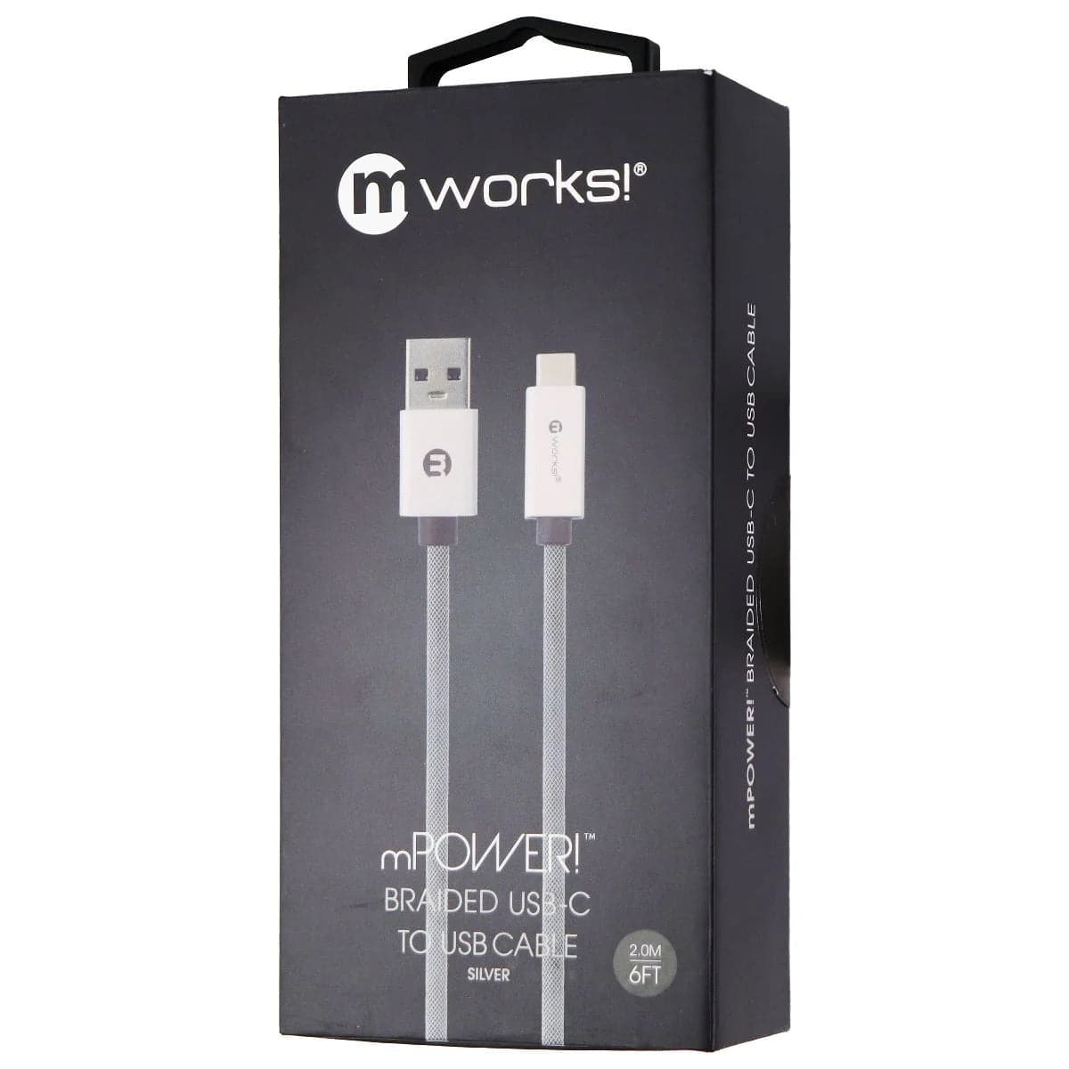 Mworks! Mpower! Braided Usb Lightning Cable for Apple Devices (6ft) - Silver