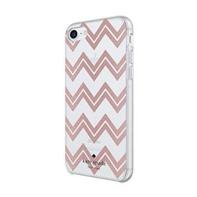 Kate Spade  Iphone 6/6s/7/8 Hard-Shell Case - Chevron (Rose Gold Glitter/Clear)