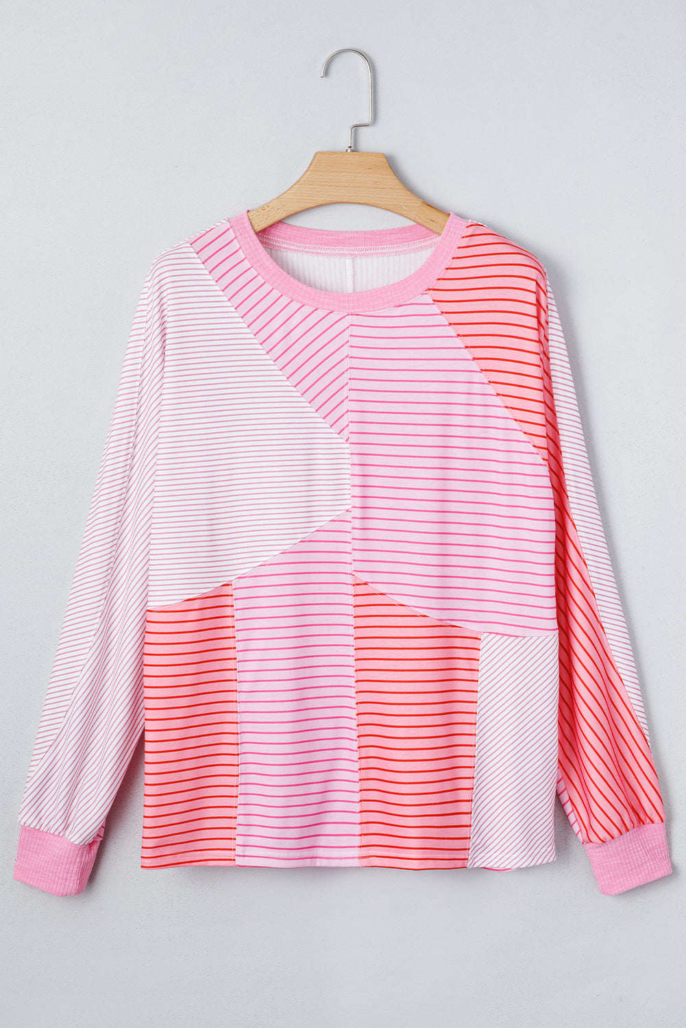 Alondra Exposed Seam Casual Long Sleeve Top - Sachet Pink / L - 12/14