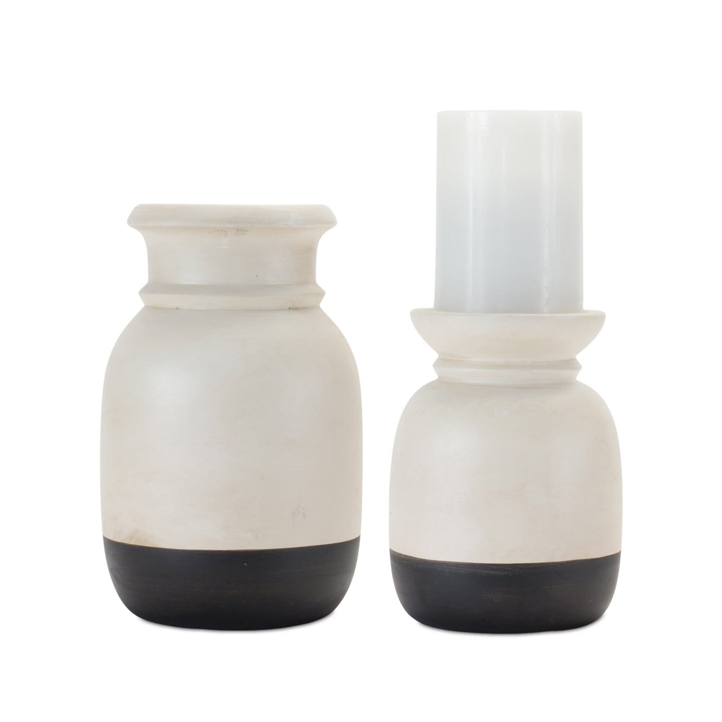 Melrose International Dual-Tone Ceramic Candle Holder (Set of 2)