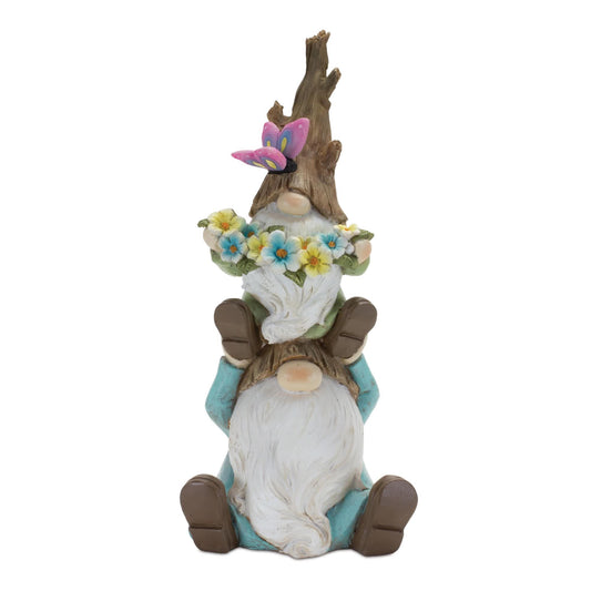 Melrose International Tree Trunk Gnome Stack (Set of 2)