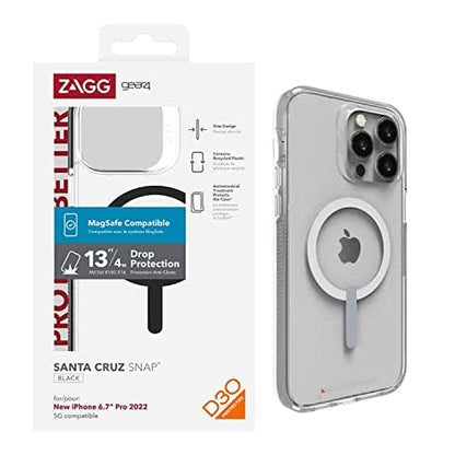 Gear4 Zagg Santa Cruz Snap Case Apple Iphone 14 Pro Max, D30 Drop Protection up to (13ft│4m), Wireless Charging Compatible, Reinforced Top, Bottom & Edges - Black