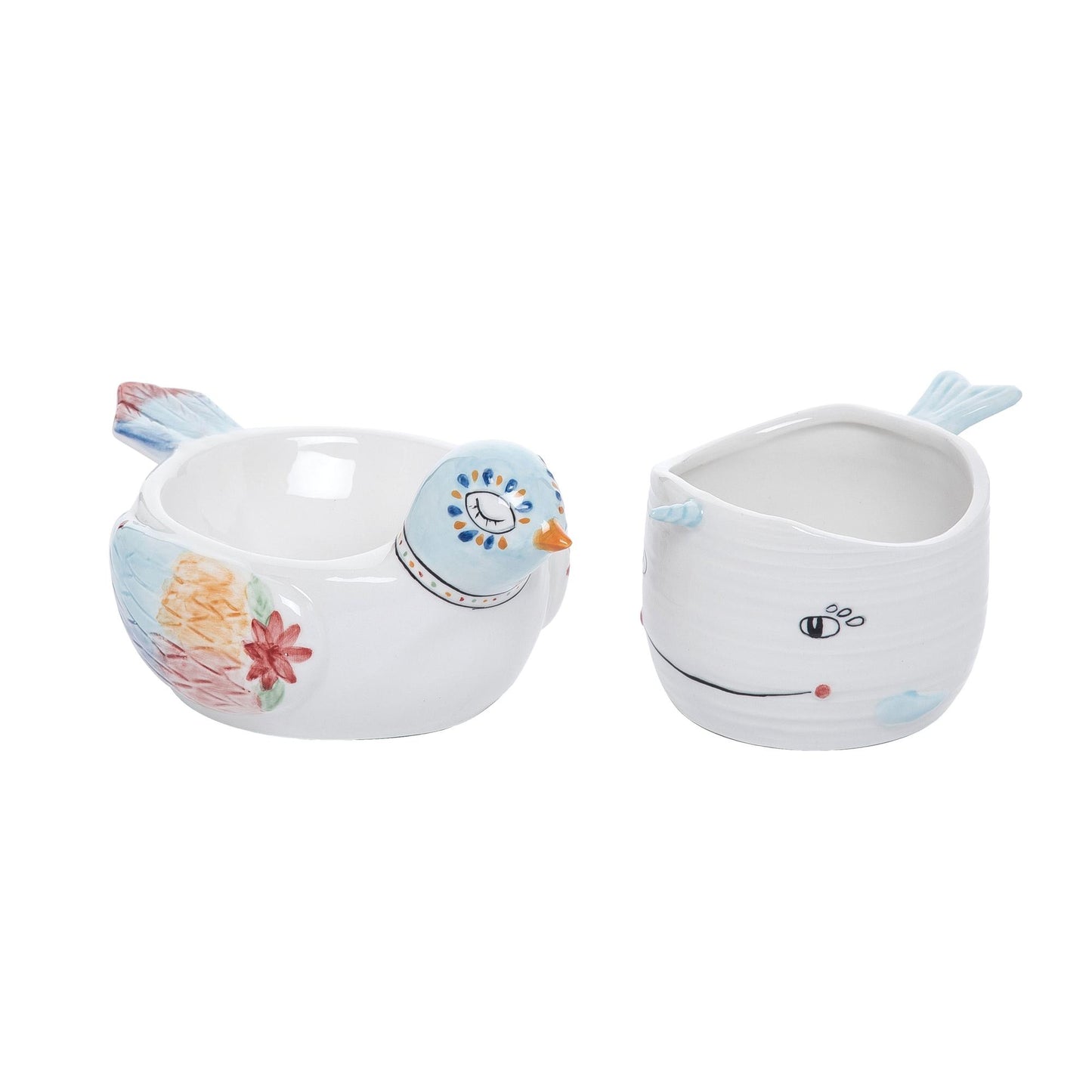 Tiny Happy Bird and Narwhal Planter Set of 2 Spring Home Decorations for Planters and Ceramics