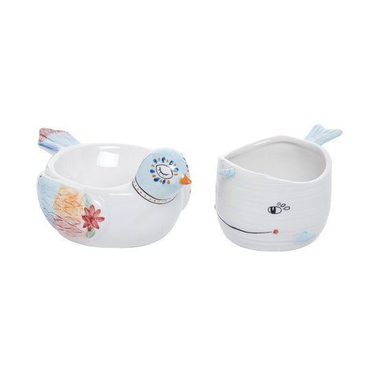 Tiny Happy Bird and Narwhal Planter Set of 2 Spring Home Decorations for Planters and Ceramics