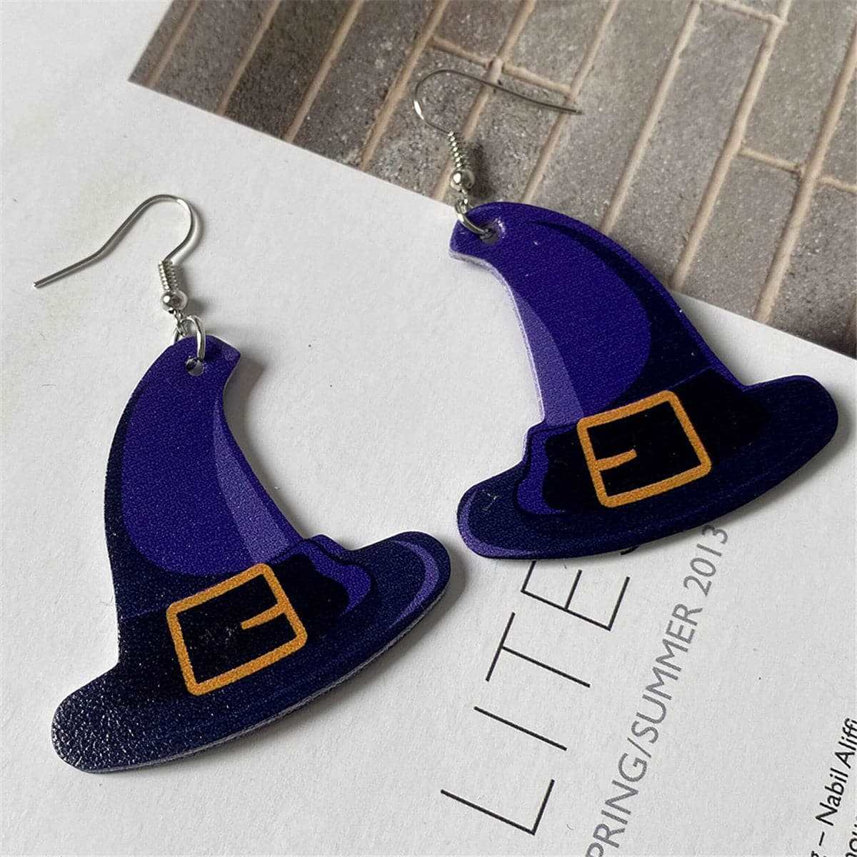 Blue Witch Hat Drop Earrings