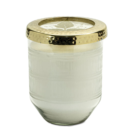 Melrose International Whit Currant Scented Soy Candle with Pressed Floral Lid 5"D