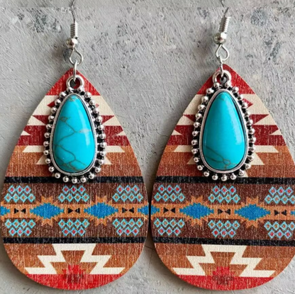 Turquoise, Red, Brown-