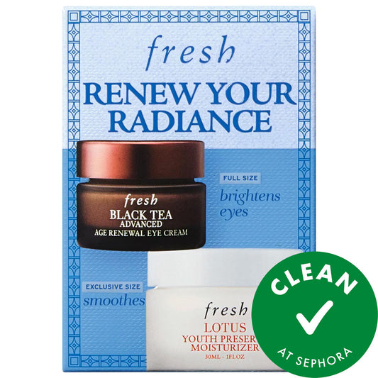Fresh Renew Your Radiance Set: Anti-Aging Eye Cream & Lotus Moisturizer for Dark Circles, Fine Line Reduction & Skin Radiance