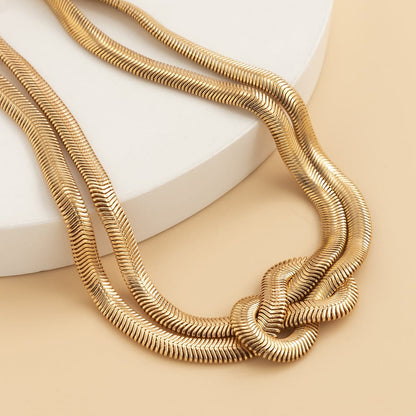 Goldtone Snake Chain Knot Layered Necklace