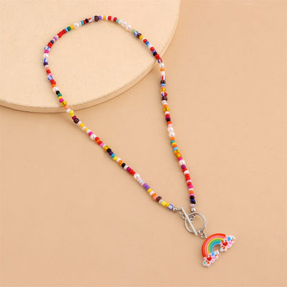 Howlite & Pearl Rainbow Pendant Necklace