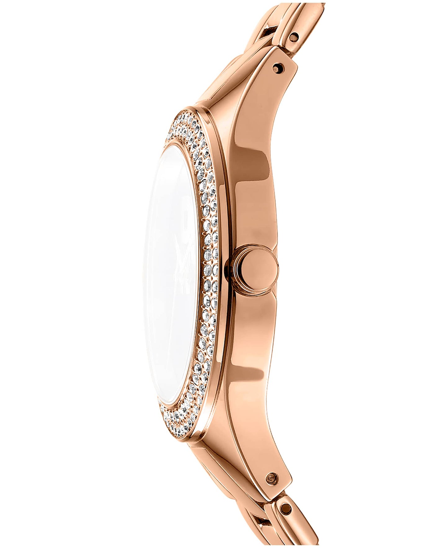 Dkny Women Watch, Rose Gold Color Case, Silver Dial, Rose Gold Color Metal Bracelet, 3 Hands, 5 Atm