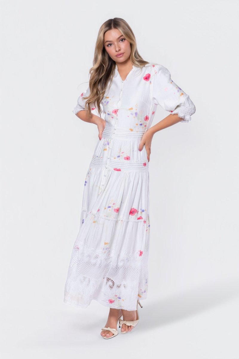 Hallie Dress (White Flower)
