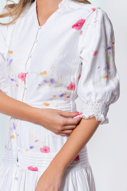 Hallie Dress (White Flower)
