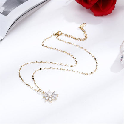 Crystal & Goldtone Flower Pendant Necklace