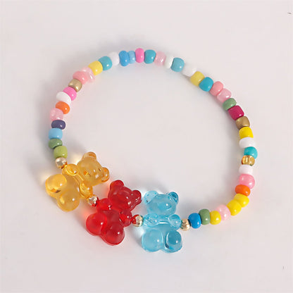 Howlite & Multicolor Resin Bears Stretch Bracelet