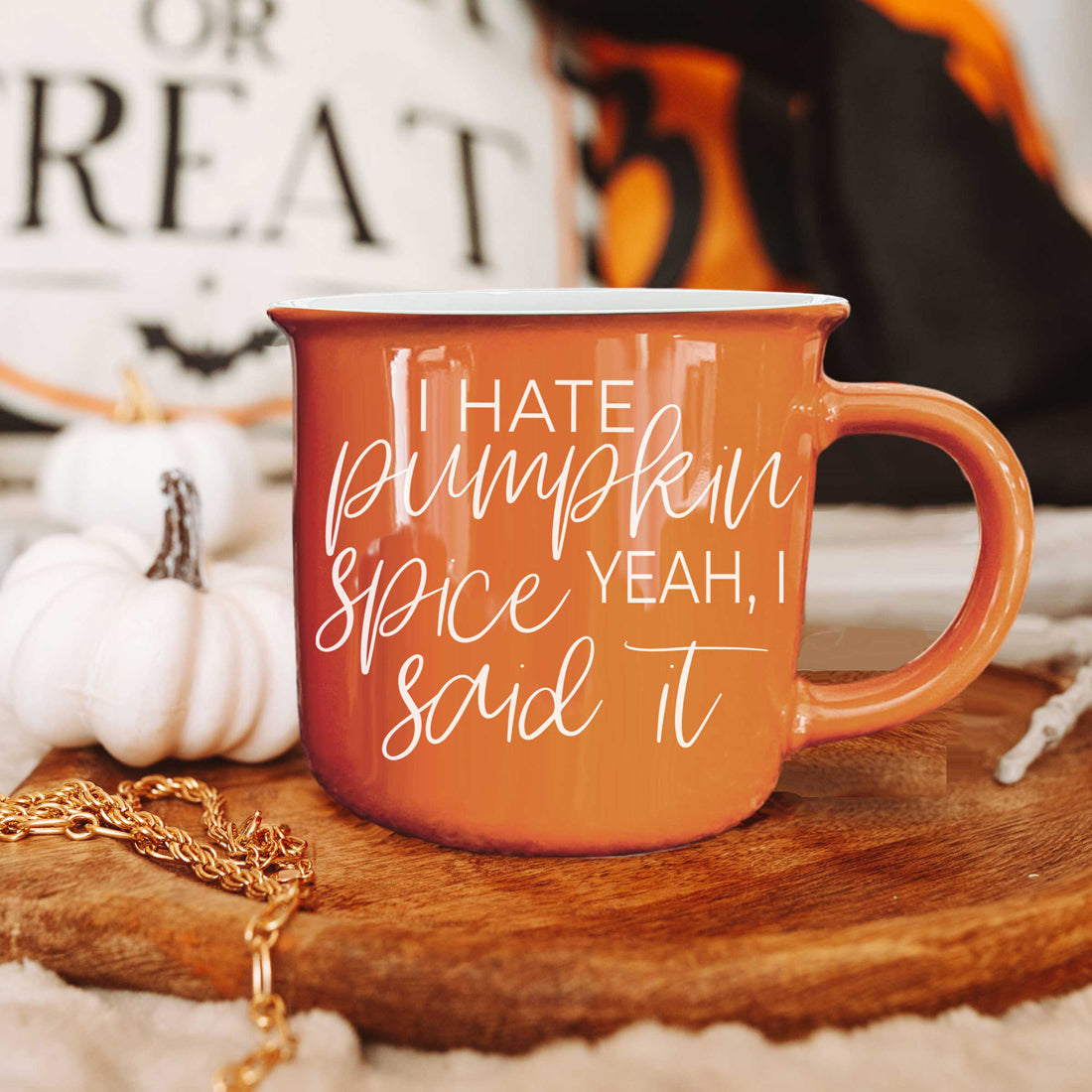 Pumpkin Spice Rebel Coffee Cup Humor
Contemporary Halloween Coffee Cup Orange