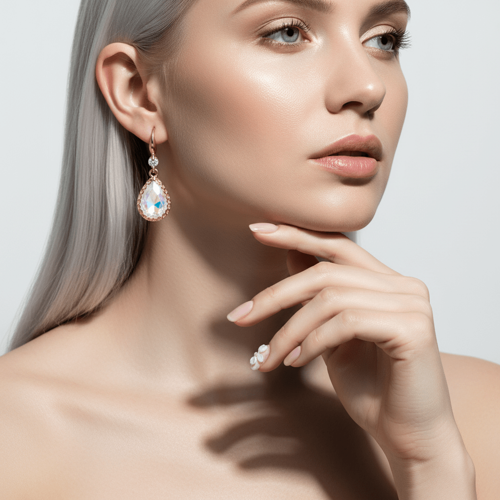 White Crystal & Cubic Zirconia Goldtone Teardrop Hook Earrings