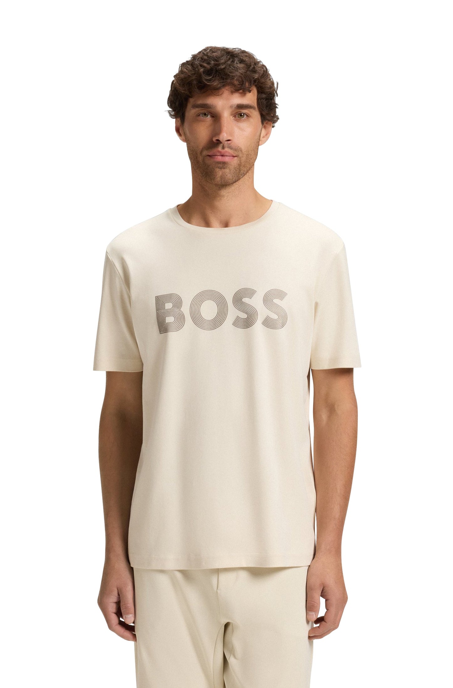 Boss Green Logo Future Tee - Cream