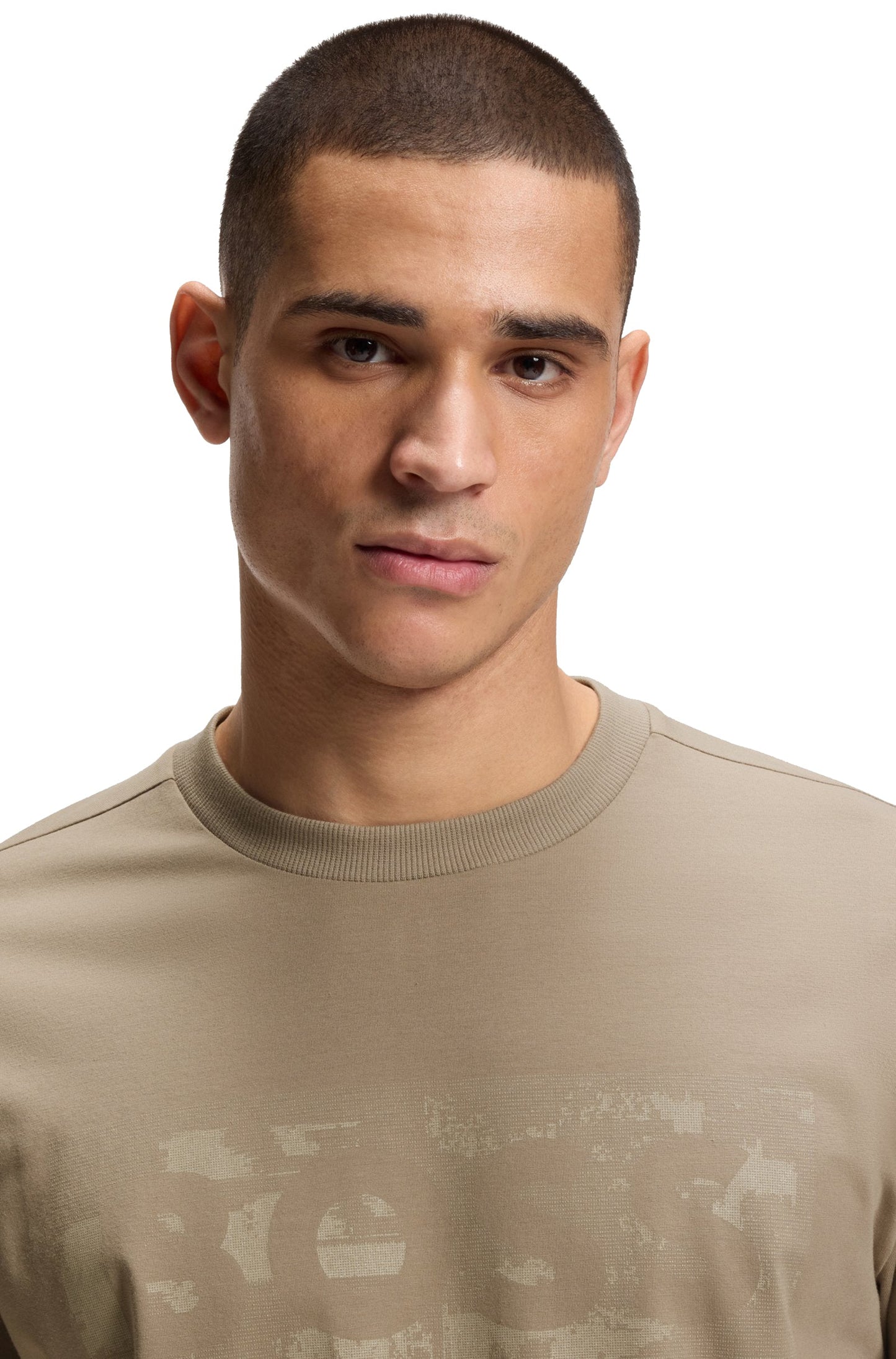 Boss Green Globe Logo Tee - Light Brown