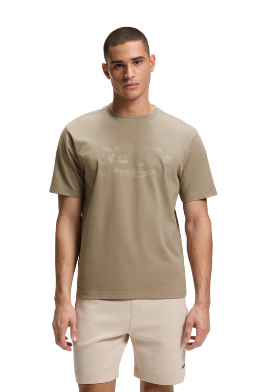 Boss Green Globe Logo Tee - Light Brown