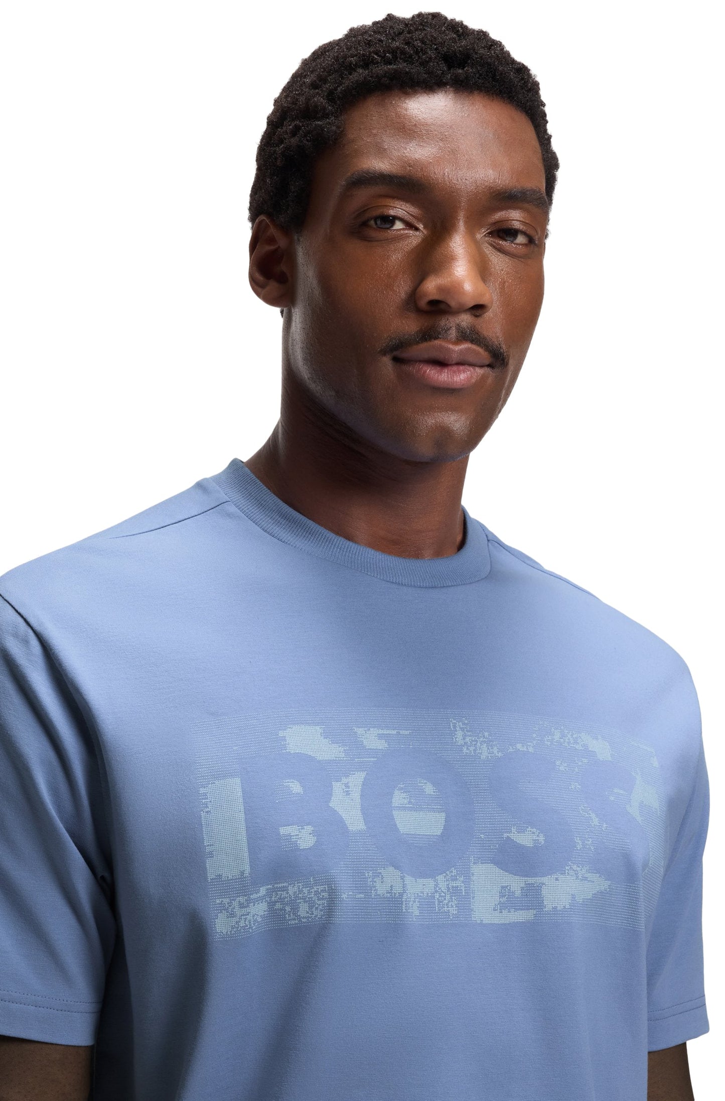 Boss Green Globe Logo Tee - Light Blue