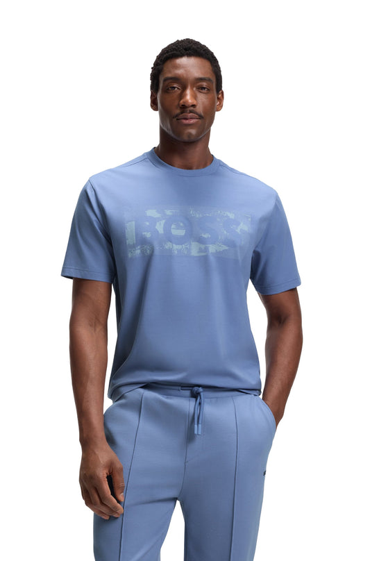 Boss Green Globe Logo Tee - Light Blue