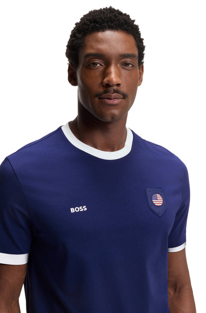 Boss Green USA Cotton Stretch Tee - Blue