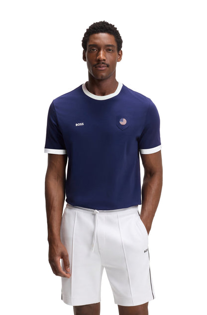 Boss Green USA Cotton Stretch Tee - Blue