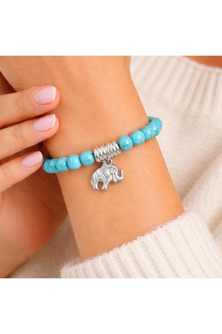 Turquoise and Elephant Beaded Bracelet