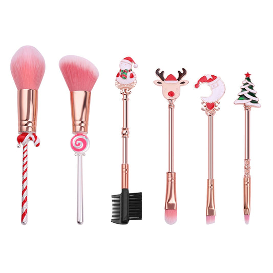 La Sante Christmas Fun Premium Makeup Brush Set With Storage Pouch (6-Piece)