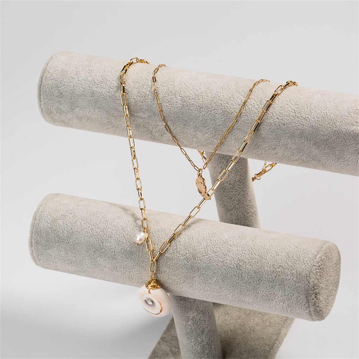 Shell & Goldtone Layered Pendant Necklace