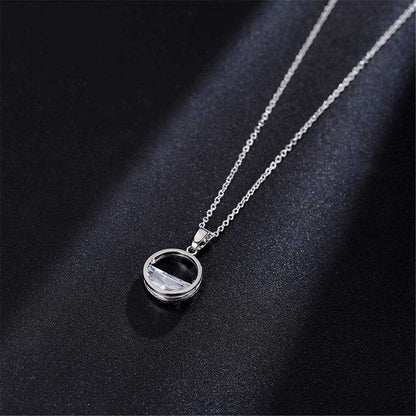 Crystal & Silvertone Half-Full Kettle Pendant Necklace