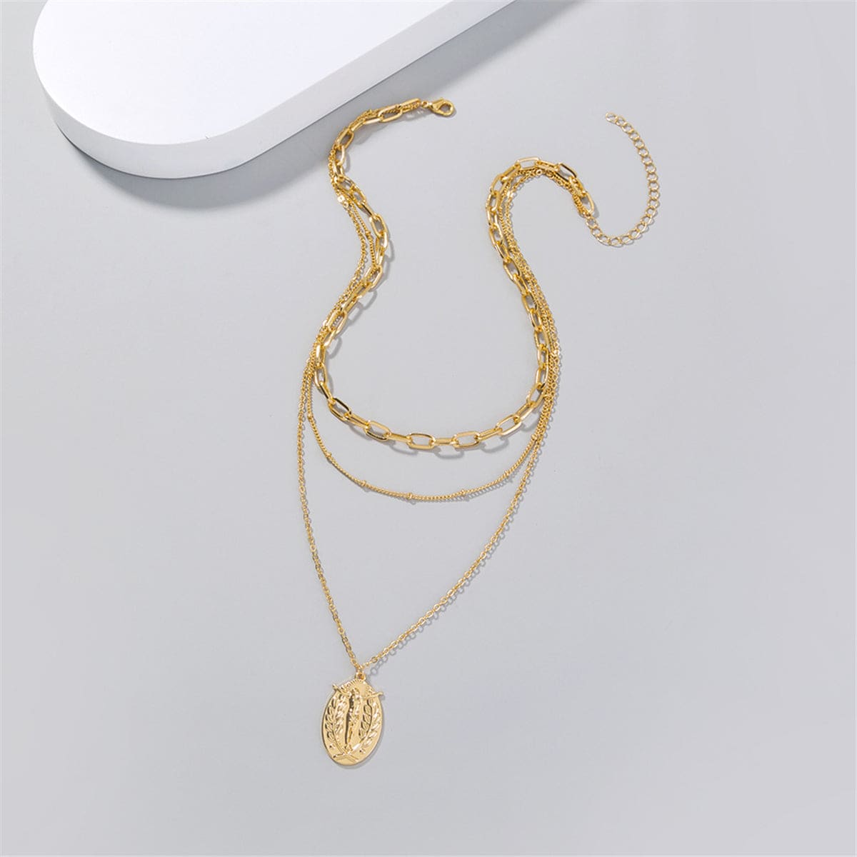 Goldtone Jesus Layered Pendant Necklace