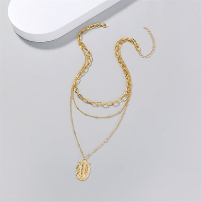Goldtone Jesus Layered Pendant Necklace
