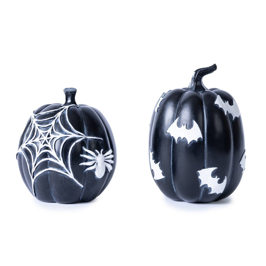 Melrose International Halloween Spider and Bat Pumpkin (Set of 2)