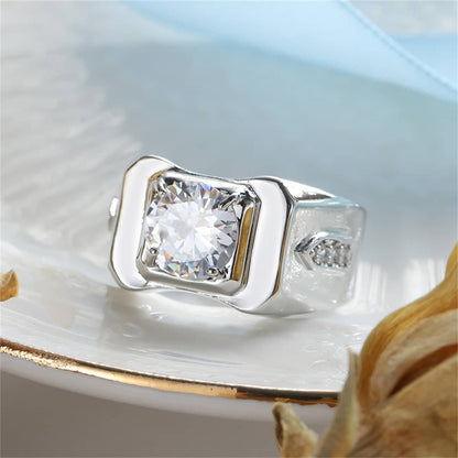 Crystal & Cubic Zirconia Round-Cut Square Illusion Ring-1