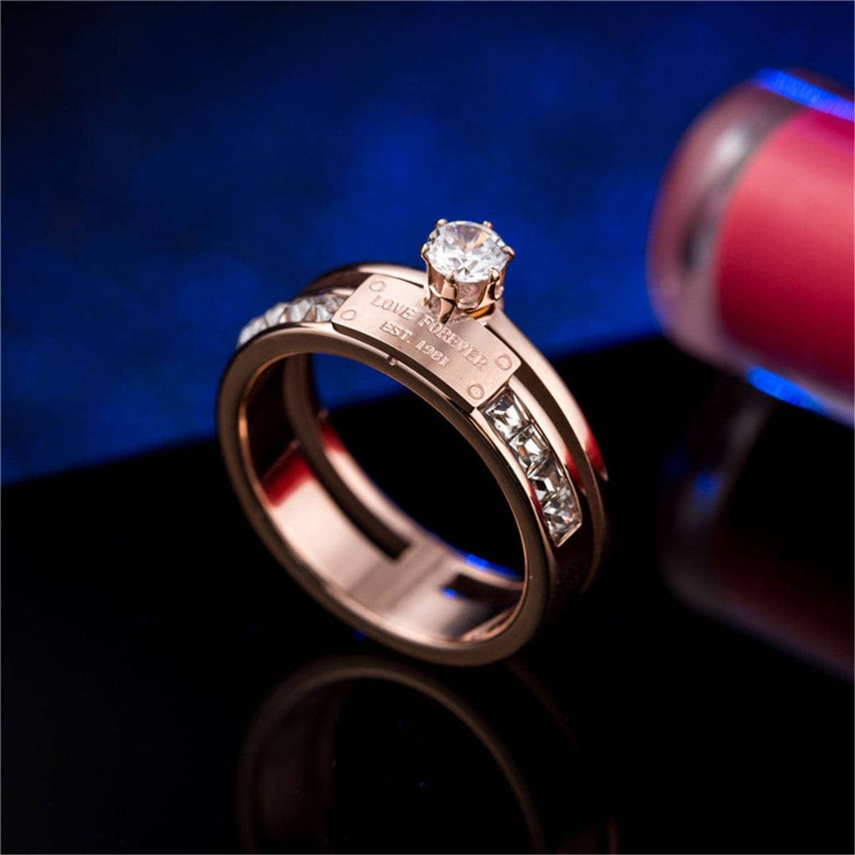 Cubic Zirconia & Rose Goldtone Cocktail Ring-3