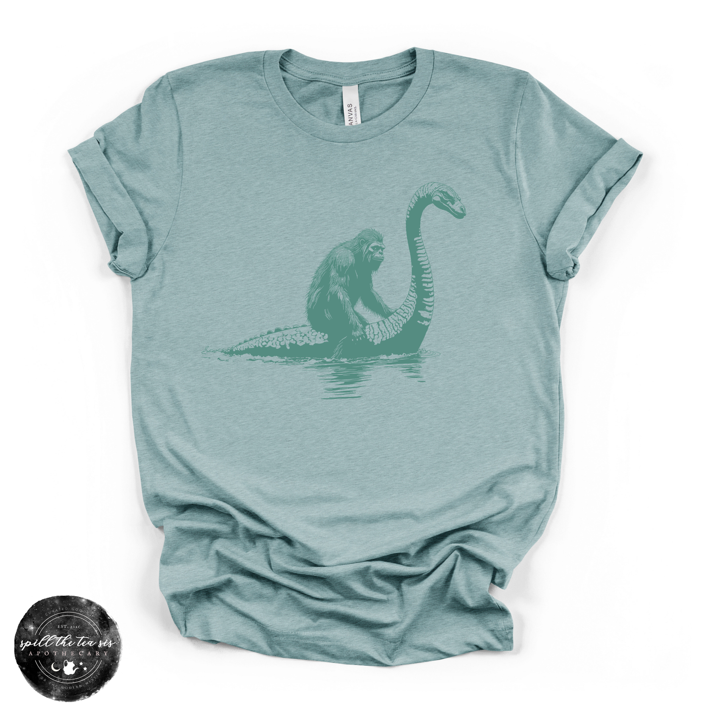 Bigfoot Riding Nessy Tee | Funny Cryptid Graphic T-Shirt