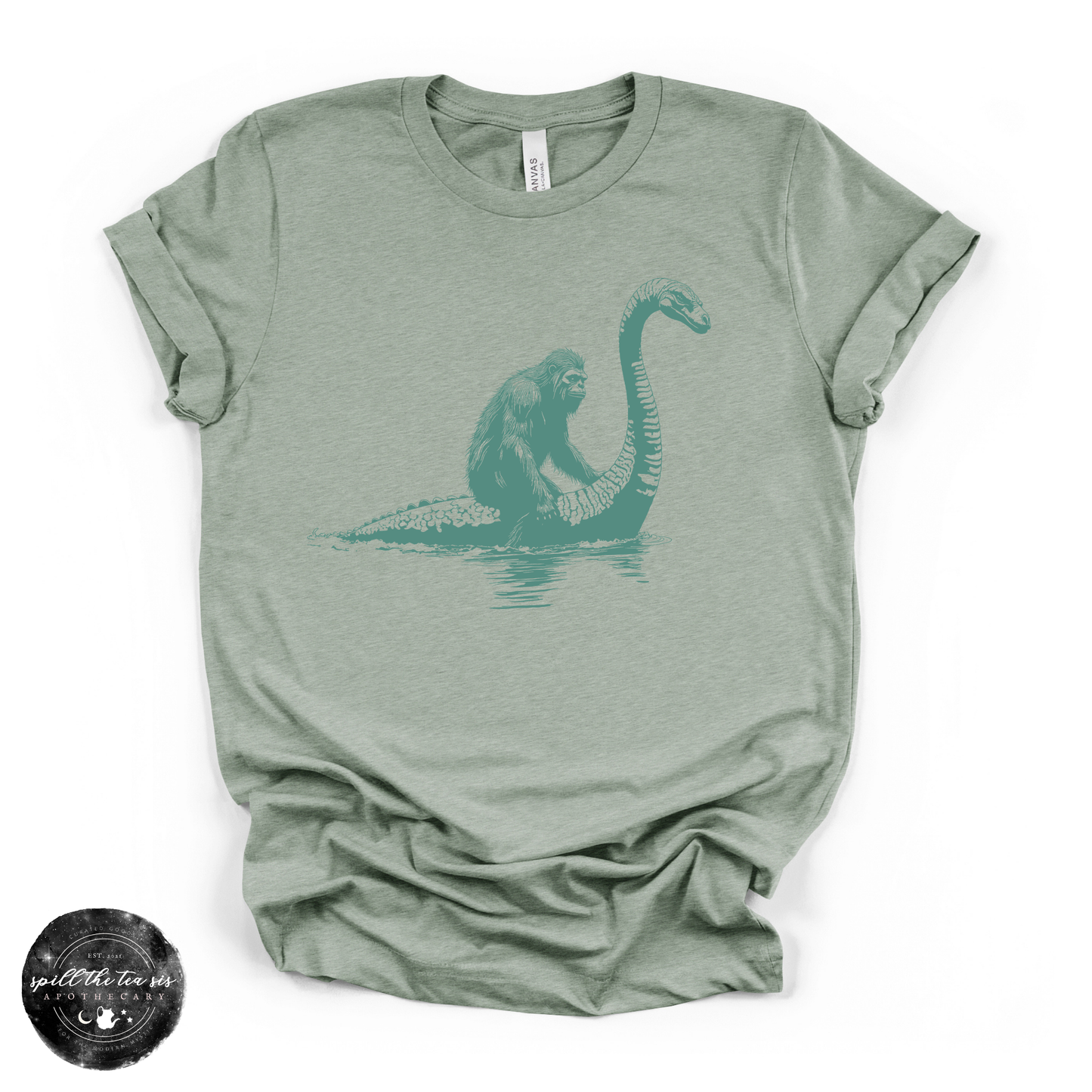 Bigfoot Riding Nessy Tee | Funny Cryptid Graphic T-Shirt